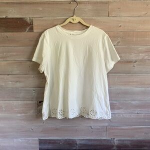 Grace + Karma white cotton tee eyelet lace size xl